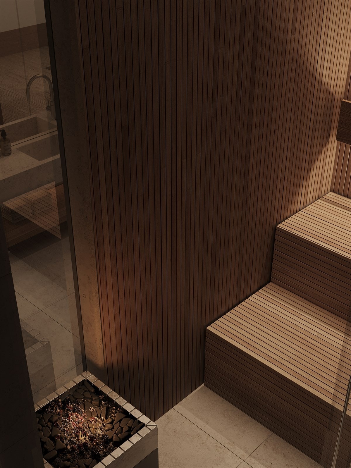 Et
rolig tilfluktssted designet for å senke tempoet og skuldrene. Badstuen i spaet inviterer til dyp avslapning og personlig pleie, en pause fra hverdagens forpliktelser og å finne tilbake til roen. Galleribilde