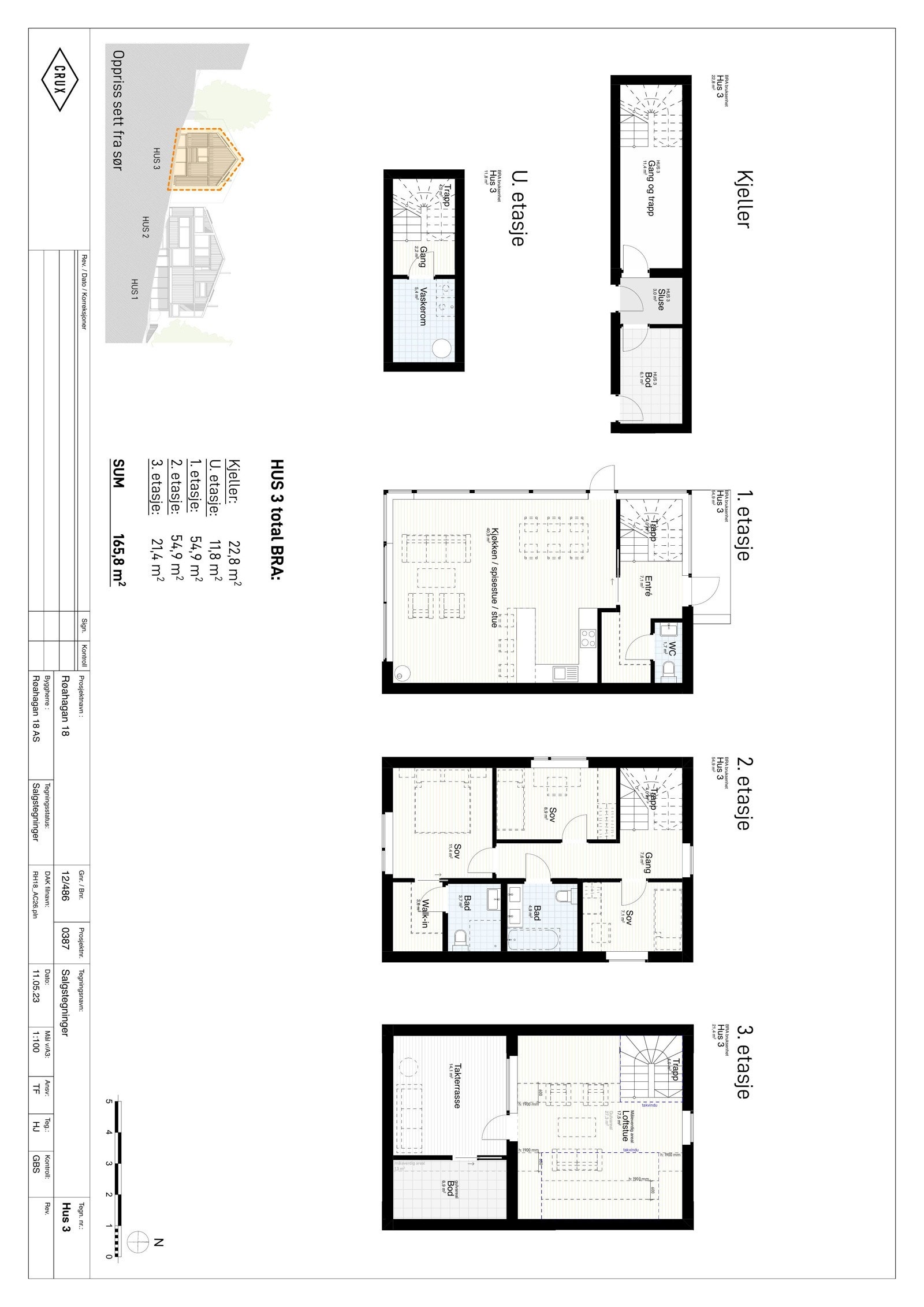 Hus 3 Salgstegninger. Galleribilde