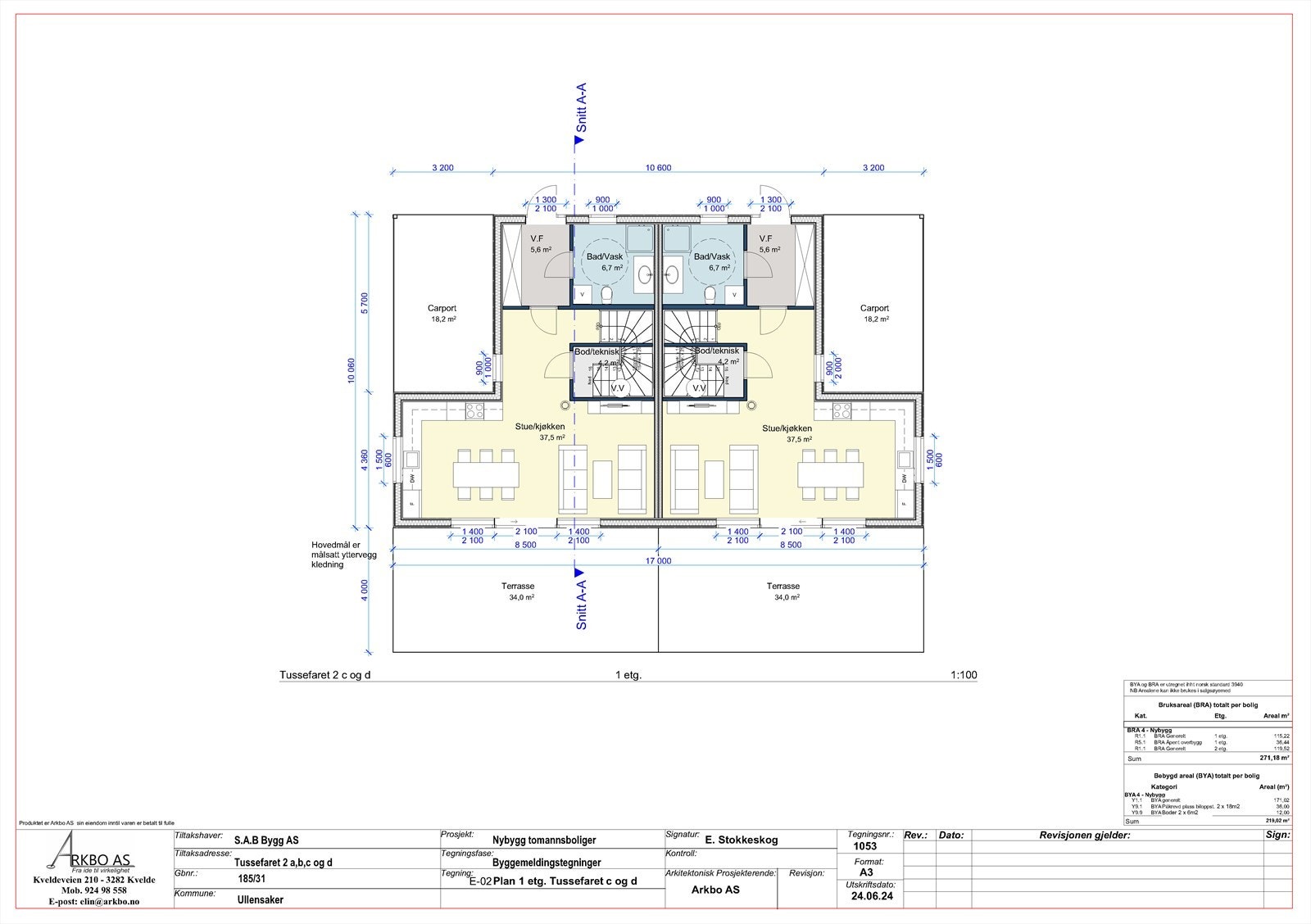 Tussefaret 2 C og D - plantegning 1. etasje. Galleribilde
