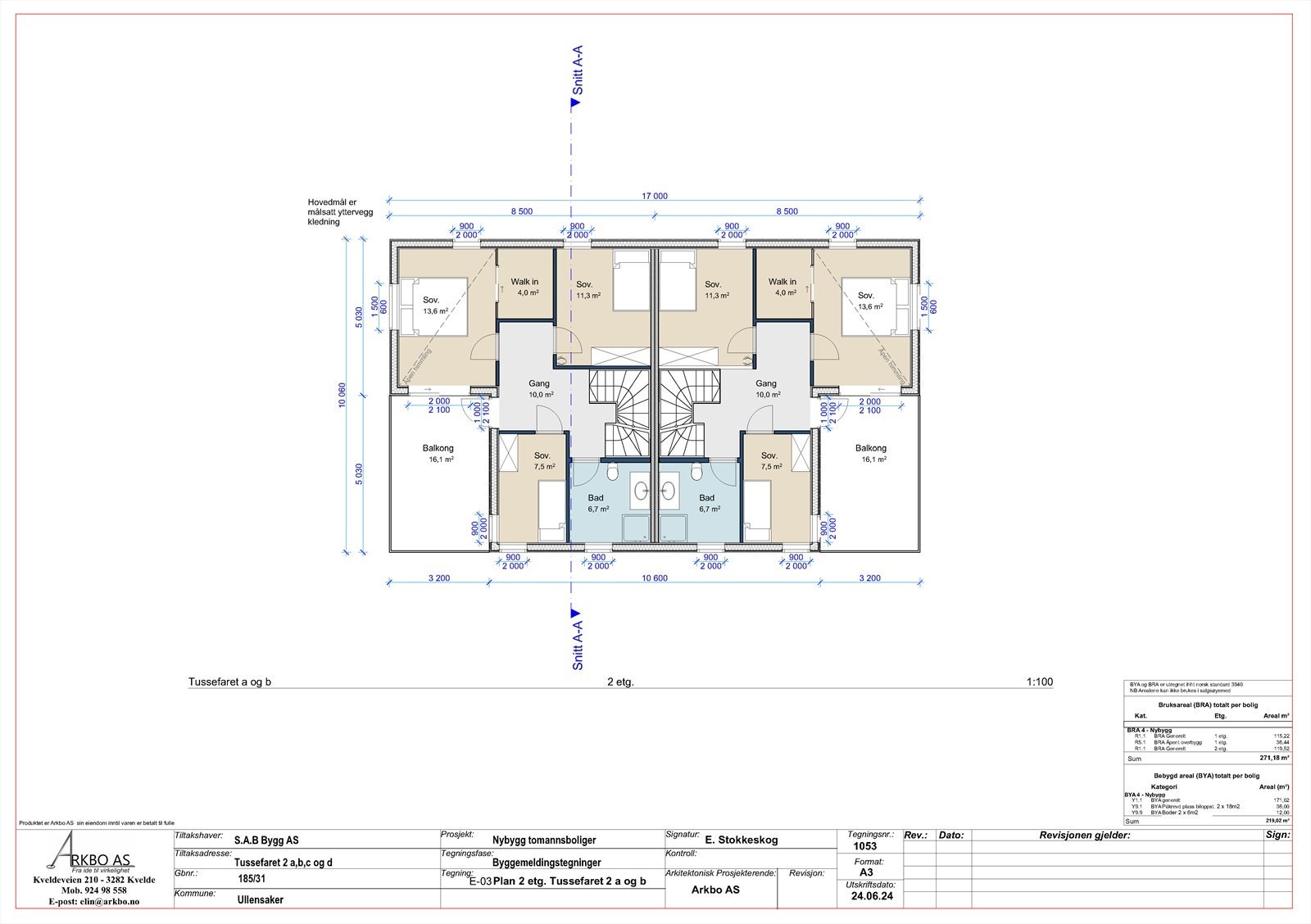 Tussefaret 2 A og B - plantegning 2. etasje. Galleribilde