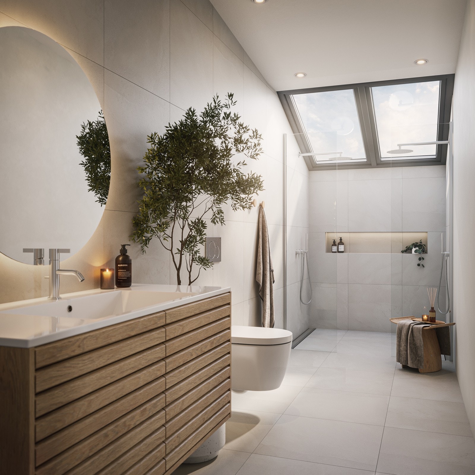 Røahagan 18 - Interiør bad i tomannsbolig (hus 2). Illustrasjon - avvik vil forekomme. Galleribilde