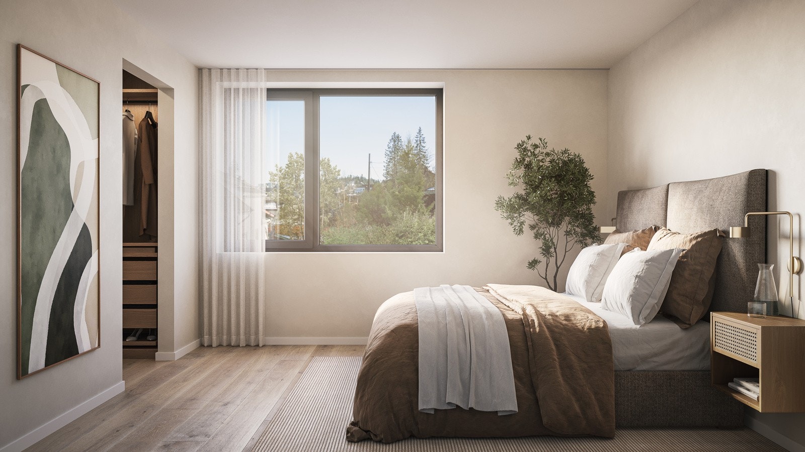 Røahagan 18. Soverom i enebolig (hus 3). Illustrasjon - avvik vil forekomme. Galleribilde