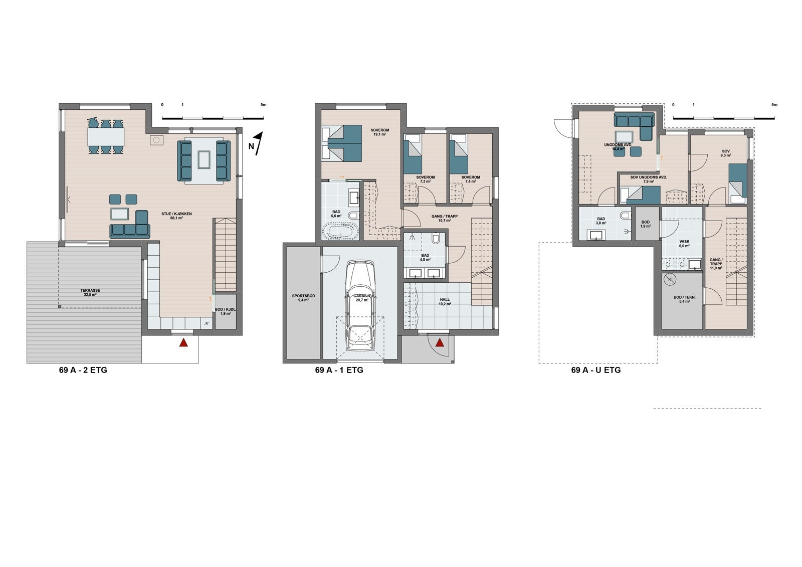 Stokkåsen 69A, etasjeplaner Galleribilde