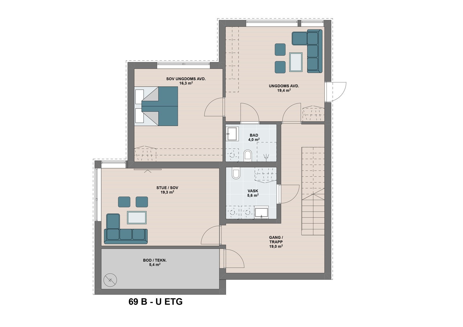 Stokkåsen 69A, sokkeletasje Galleribilde