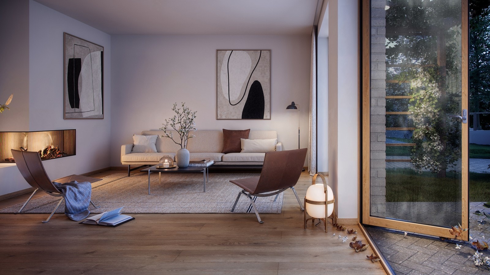 Beboerne i første etasje har direkte adkomst til teglbelagte terrasser både på framsiden og mot bakhagen. Leilighetene i andre etasje er over to plan med terrasser og balkong i begge. Alle med gode muligheter til å nyte utelivet i en trafikkstille del av Galleribilde