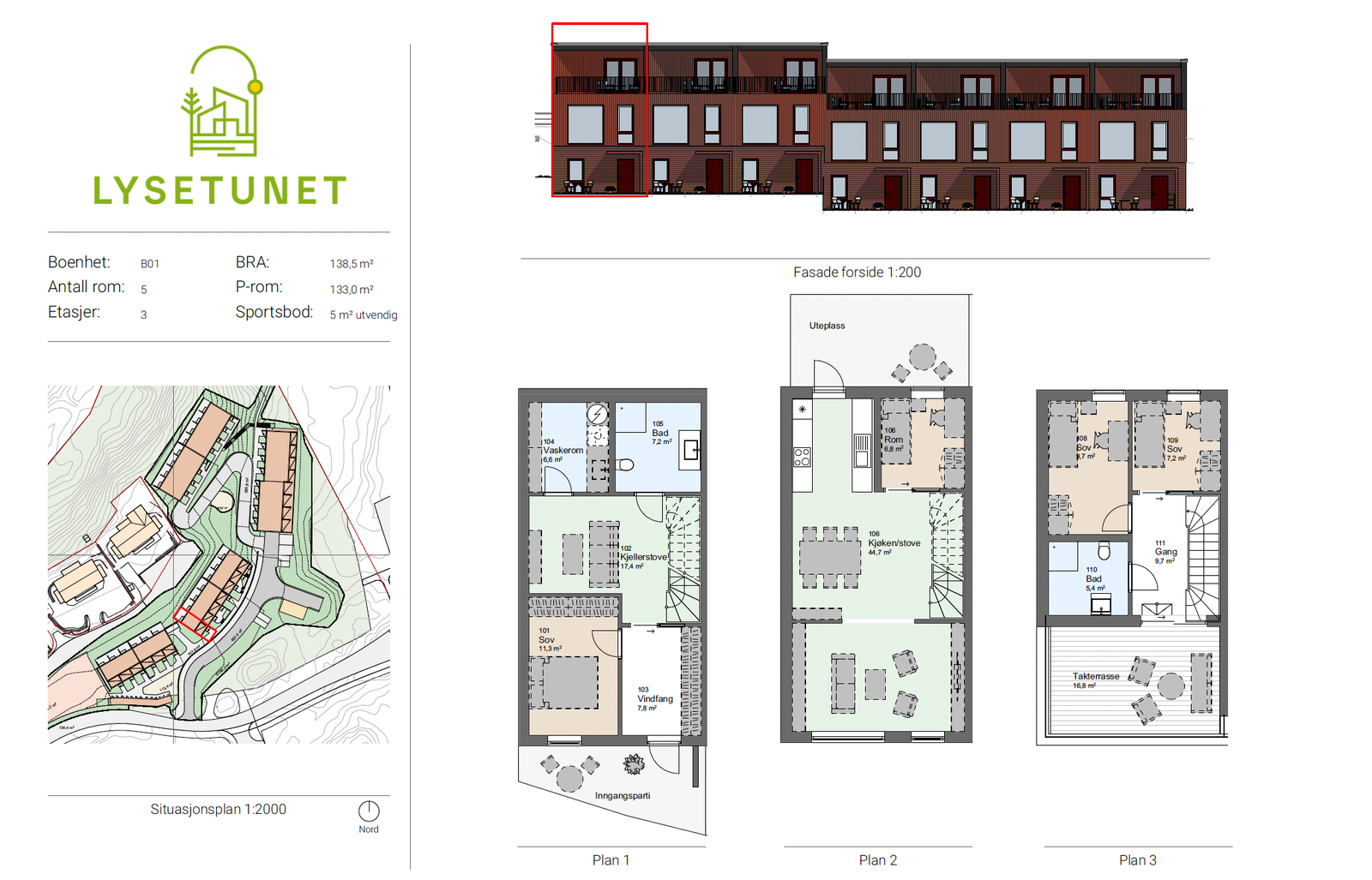 Salgs tegning Hus B Galleribilde