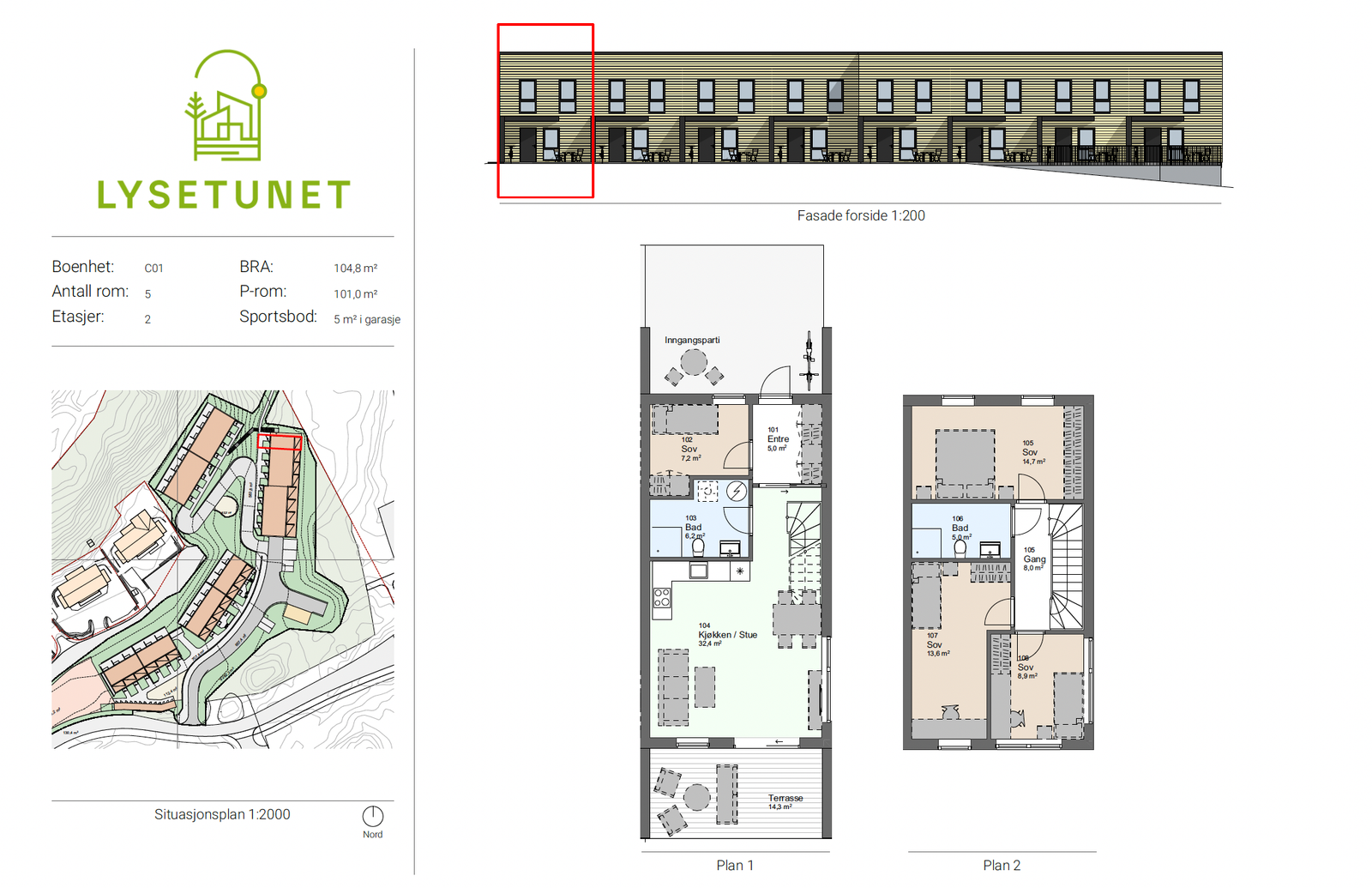 Salgs tegning Hus C Galleribilde