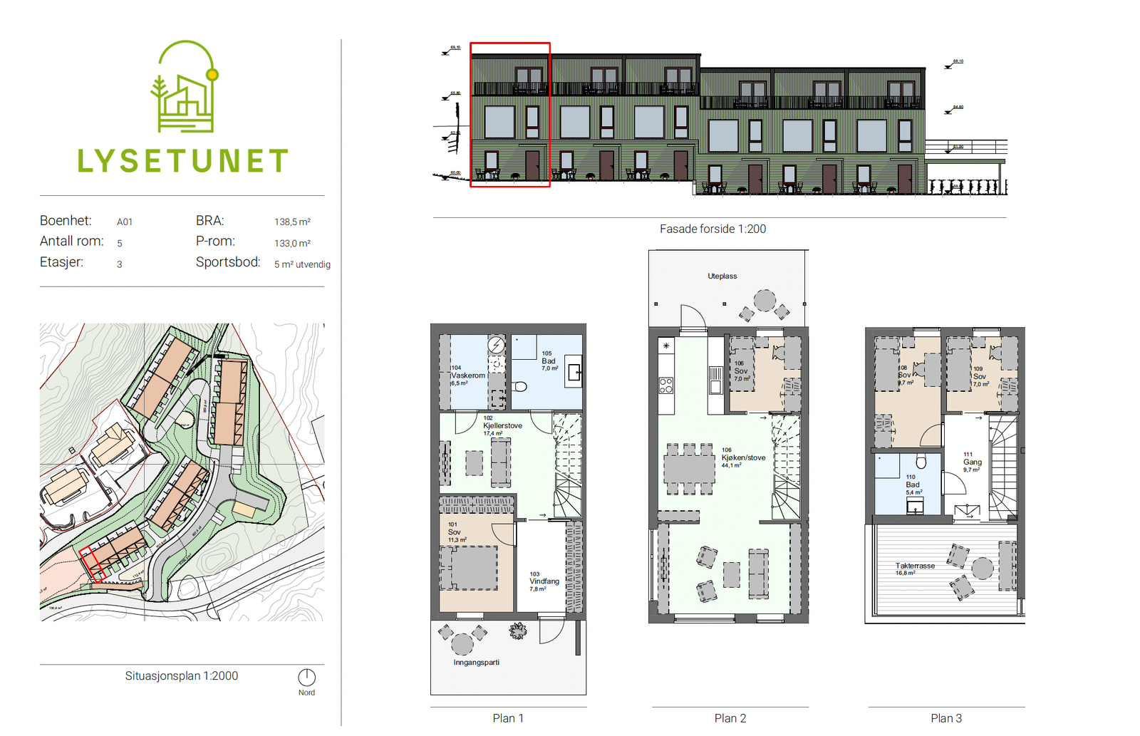 Salgs tegning Hus A Galleribilde