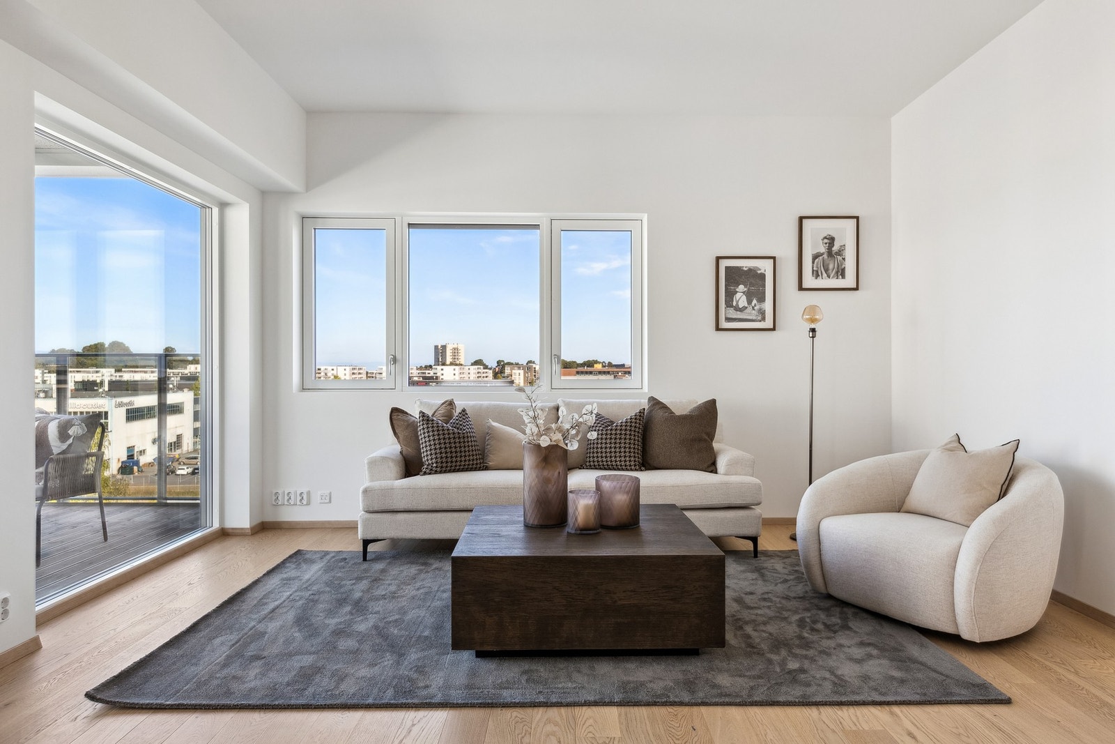 Leilighetene kommer i tidsriktige og moderne material - og fargevalg. Bildet er hentet fra leilighet B3-501. Galleribilde