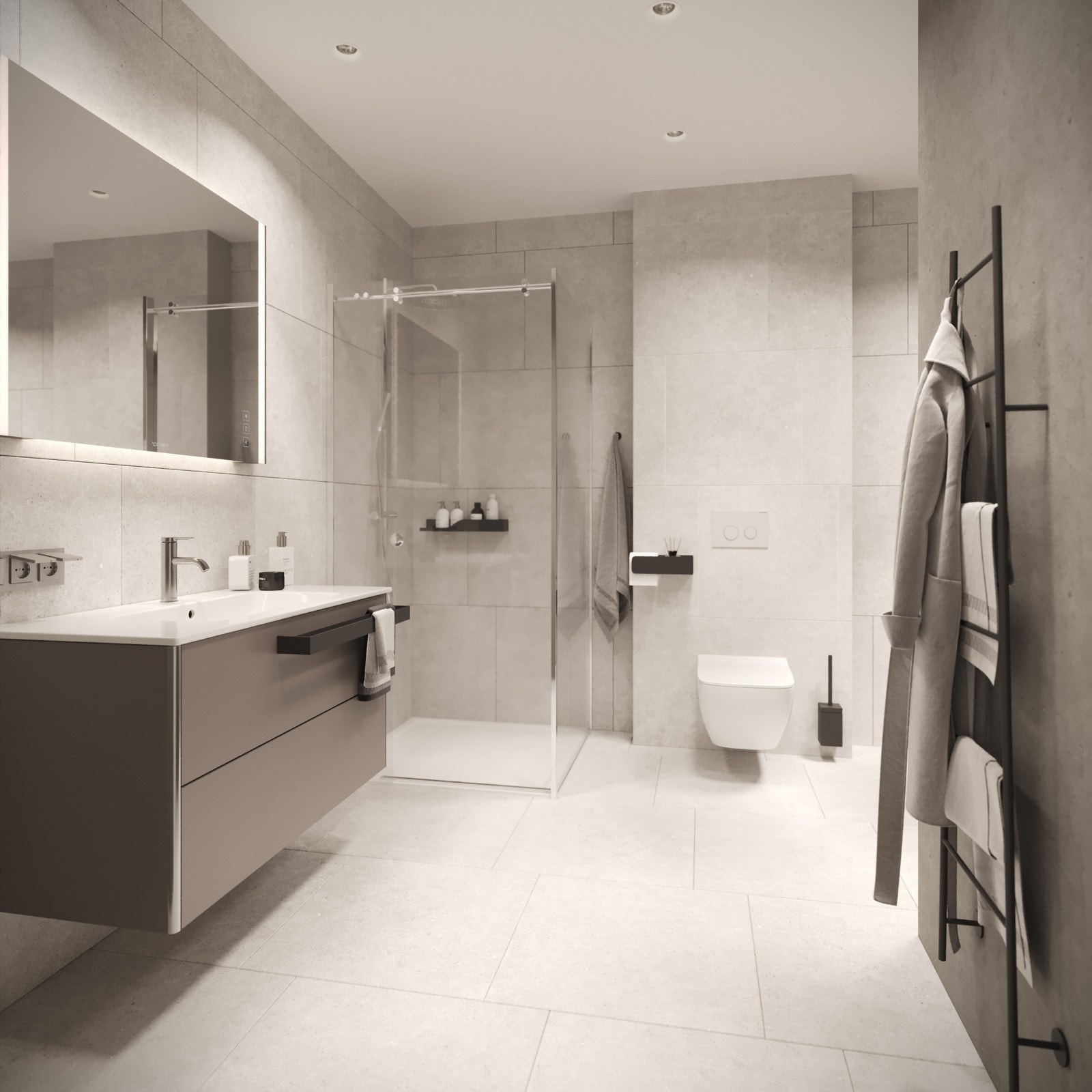 Illustrasjon av 4-mannsbolig med heis og garasje med leilighetsbenevnelse. Avvik vil forekomme. Galleribilde