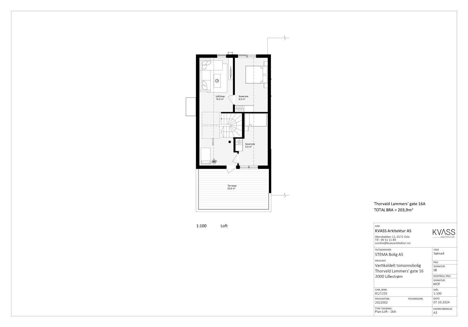 Plantegning Hus A - Loft Galleribilde