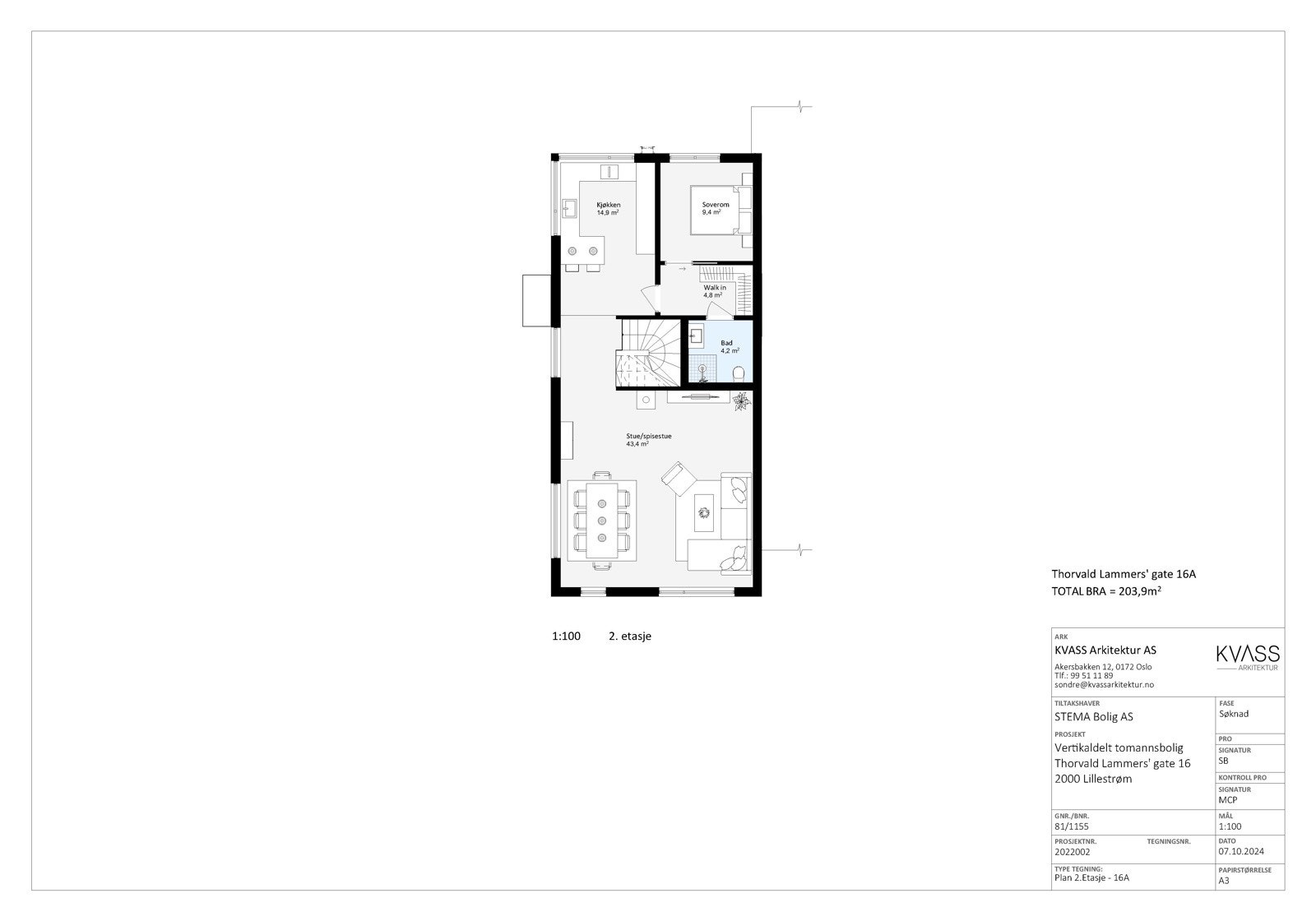 Plantegning Hus A - 2.Etasje Galleribilde