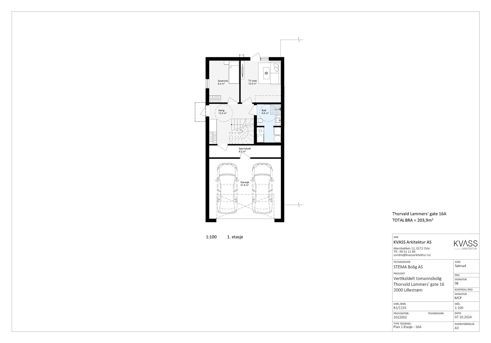 Plantegning Hus A - 1.Etasje Galleribilde