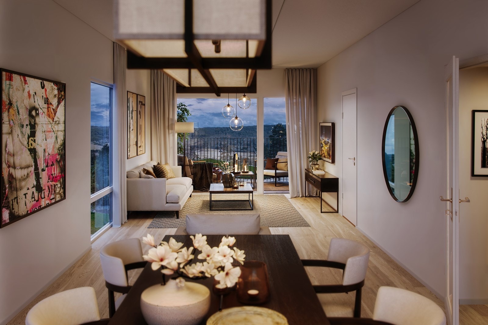 Med sin beliggenhet på enden har leilighet A-H0403 vinduer og lys fra tre sider. Galleribilde