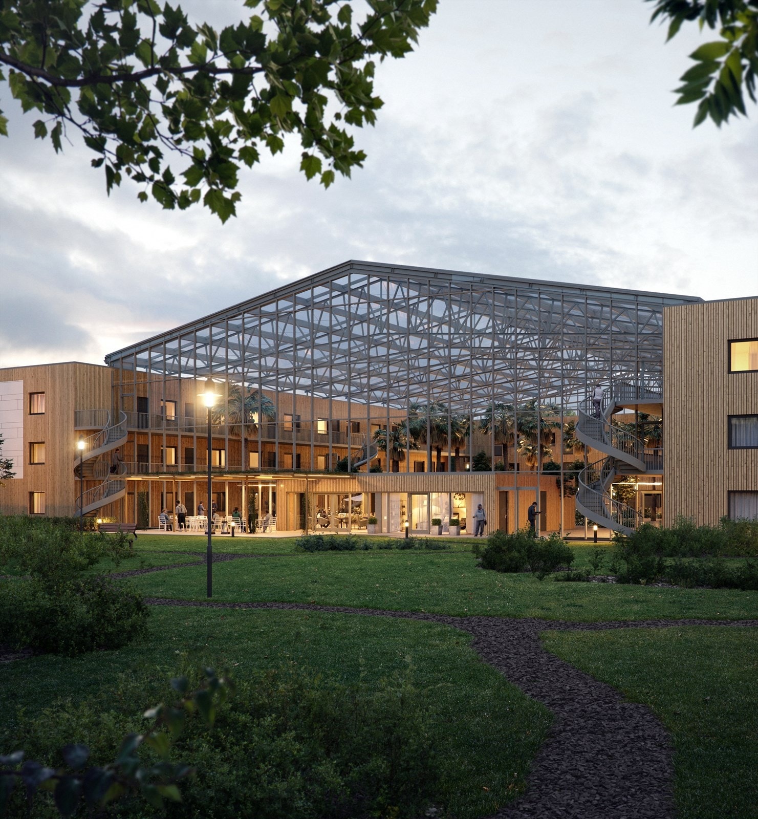 Glassfasaden mot øst og mot Lundedalen Galleribilde