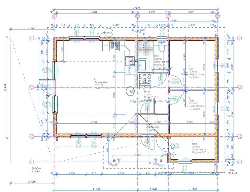 planskisse 1.etg Galleribilde