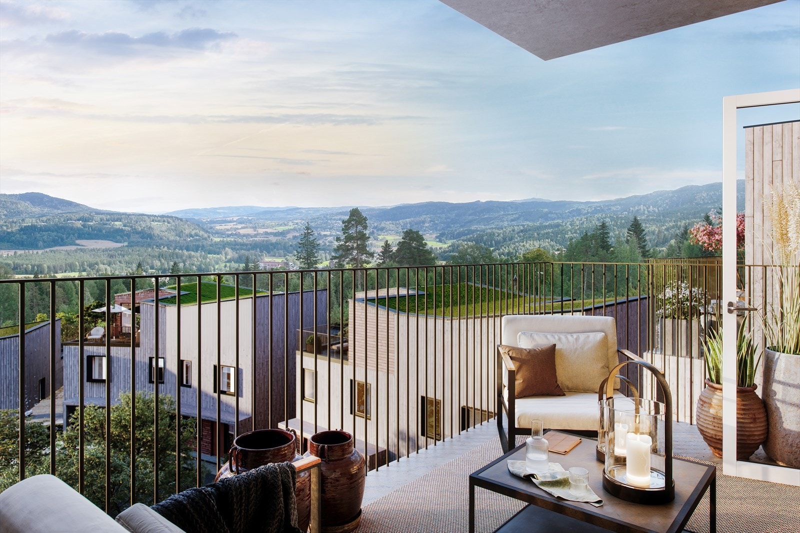 Flott utsikt fra balkong til leilighet 1A-H0403. Galleribilde