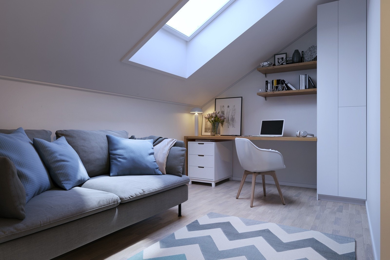 Oppholdsrom/kontor på loft (mulig soverom 4 i riktig ende av bygget) Galleribilde