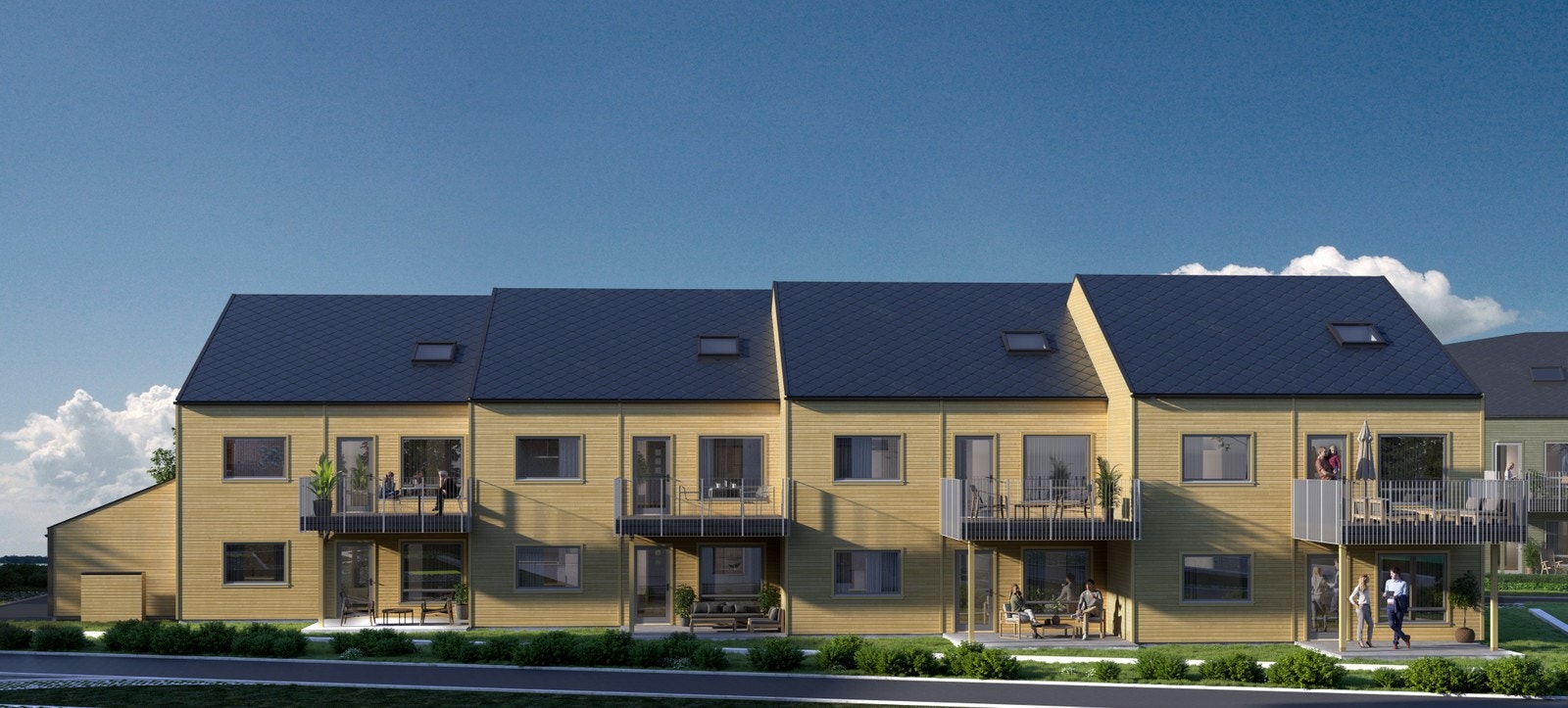 Slik ser hus C ut. Boder kommer på venstre side. C201 til venstre i 2. etasje Galleribilde