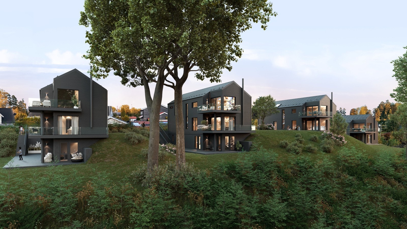 4 meget lekre og attraktive eneboliger beliggende solrikt og barnevennlig. Galleribilde