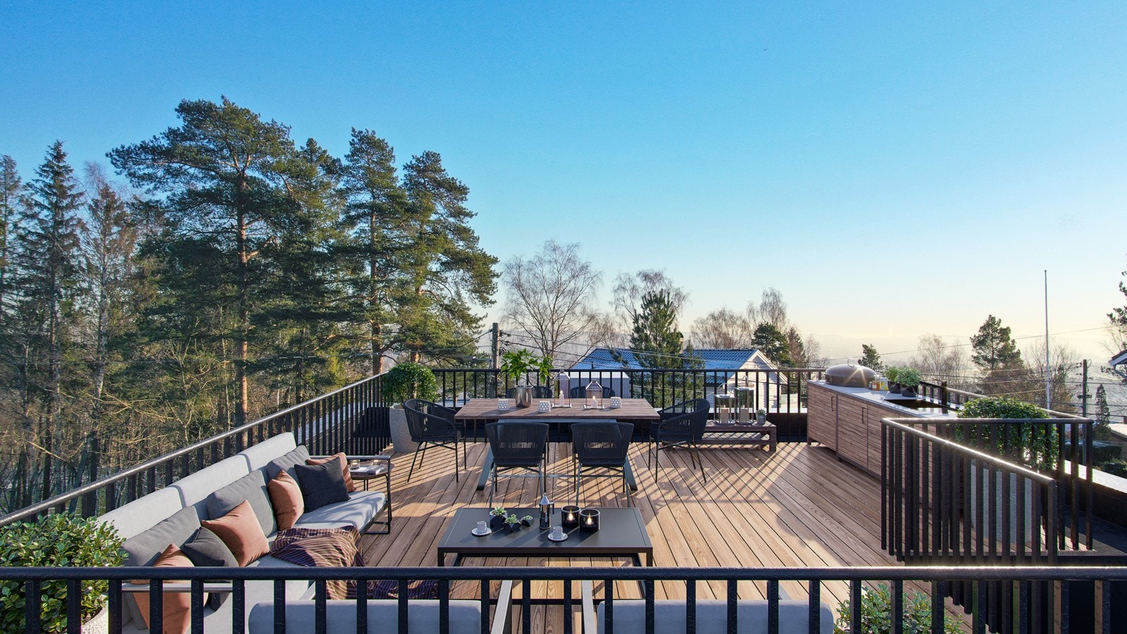 Boligene vil få tilgang til store takterrasser på over 20 kvm. Illustrasjon - avvik vil forekomme. Galleribilde