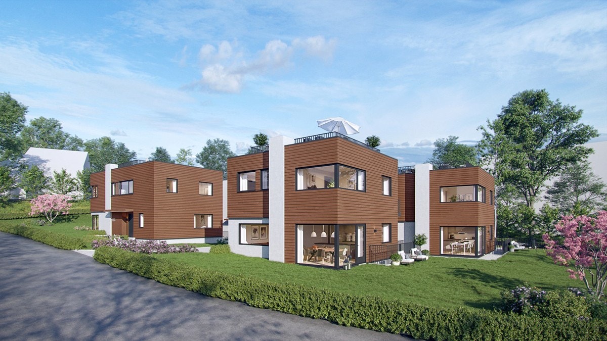 5 prosjekterte familieboliger i Ullernåsen. Illustrasjon - avvik vil forekomme. Galleribilde