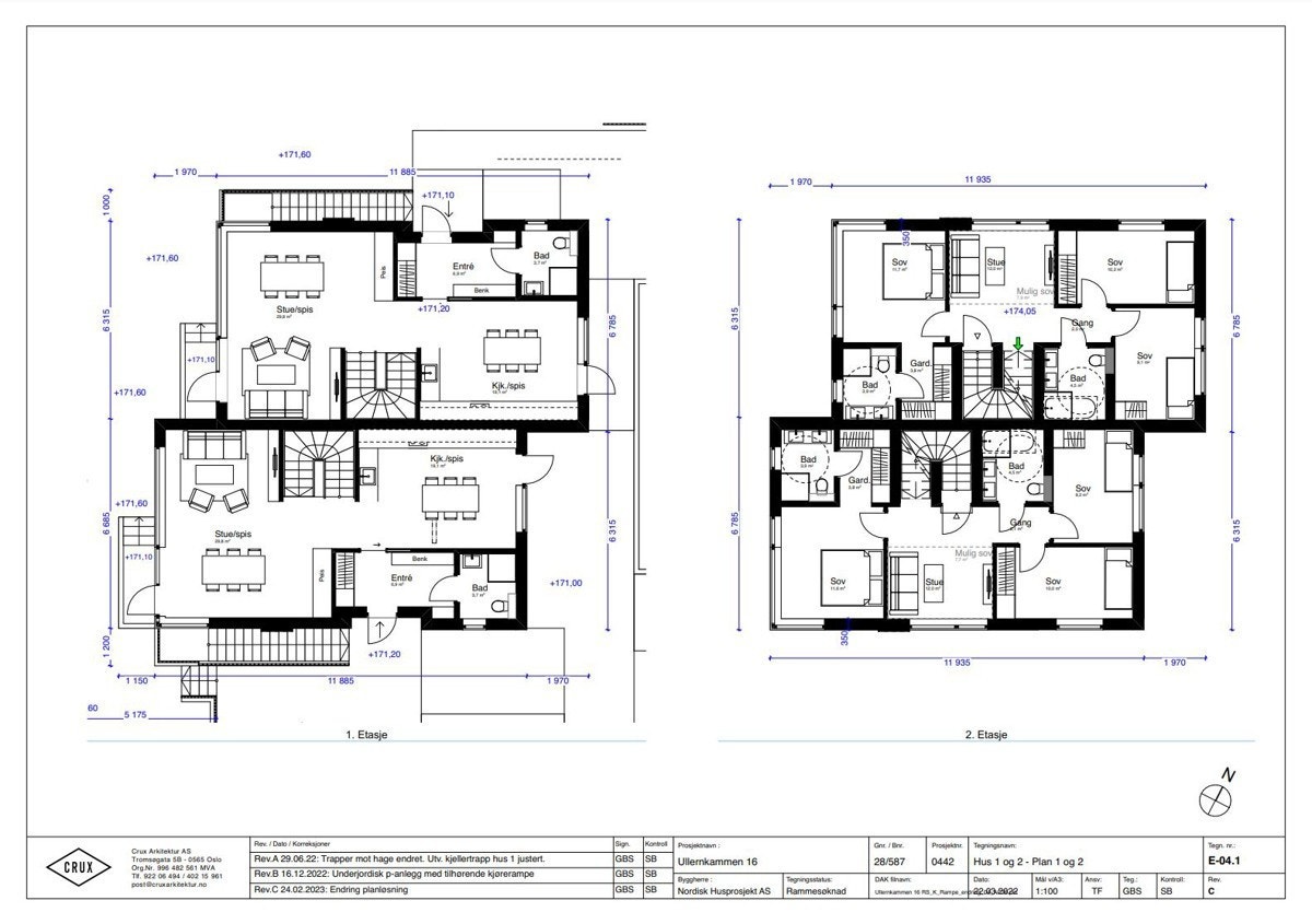 Ullerkollen 26 og 28 - 1. og 2. etasje plantegning Galleribilde