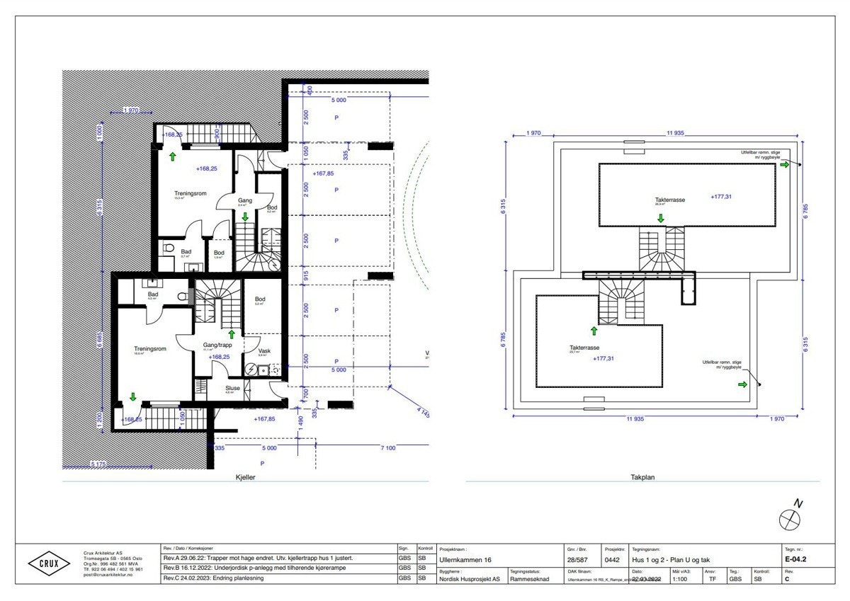 Ullerkollen 26 og 28 - underetasje og takterasse Galleribilde