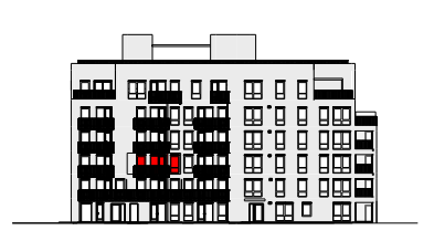 Iluustrasjon av hvor i bygget leiligheten ligger Galleribilde
