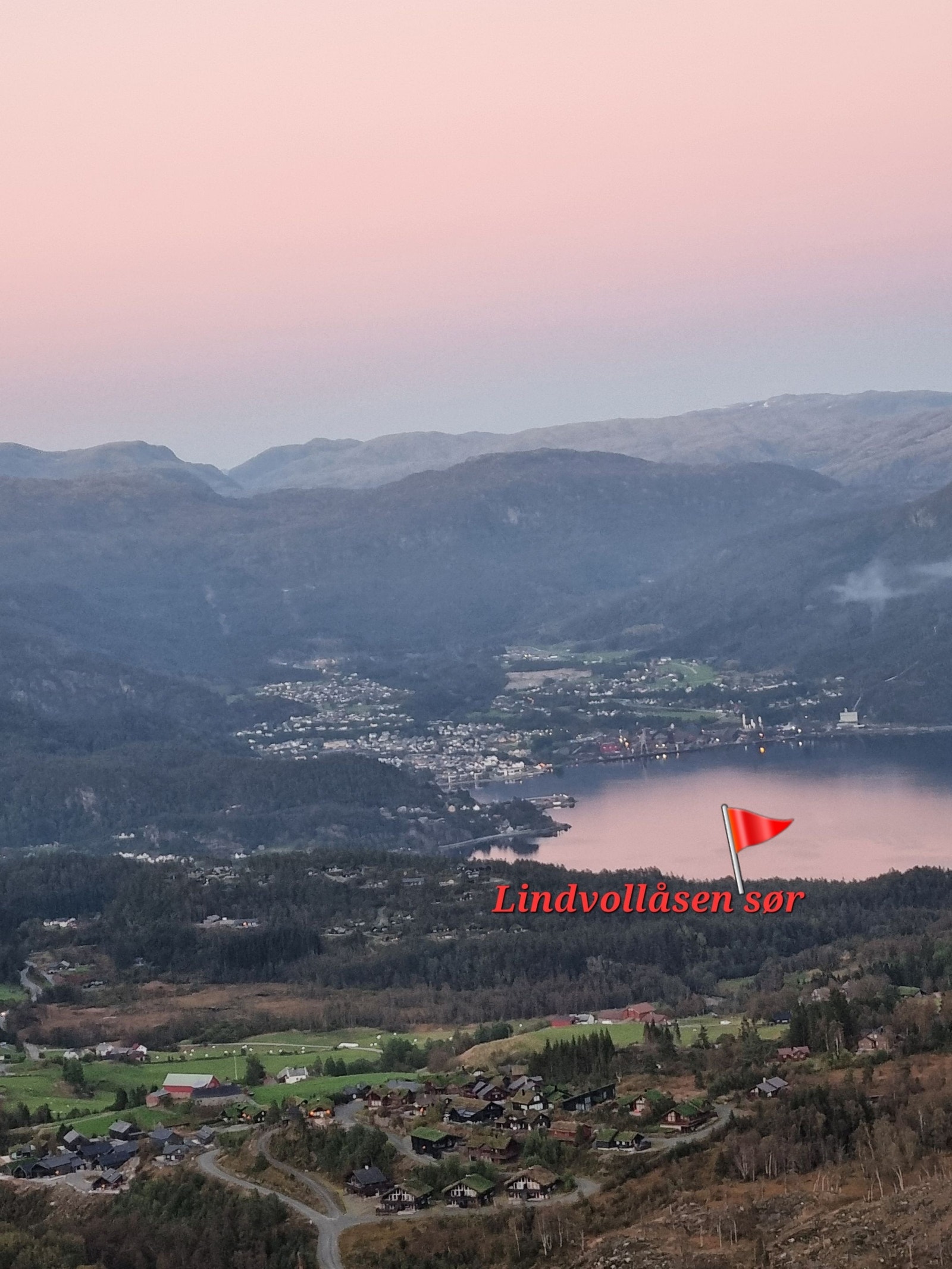 Sett fra Svandal mot Sauda sentrum Galleribilde