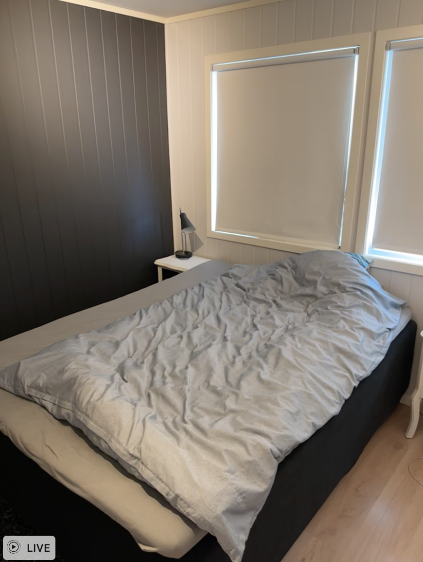 Soverom, plass til stor seng (180cm) med tilhørende nattbord Galleribilde