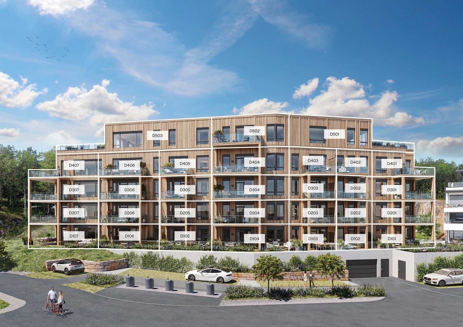 Tønnevollskogen Bygg D - Markert med leilighetsnummer Galleribilde