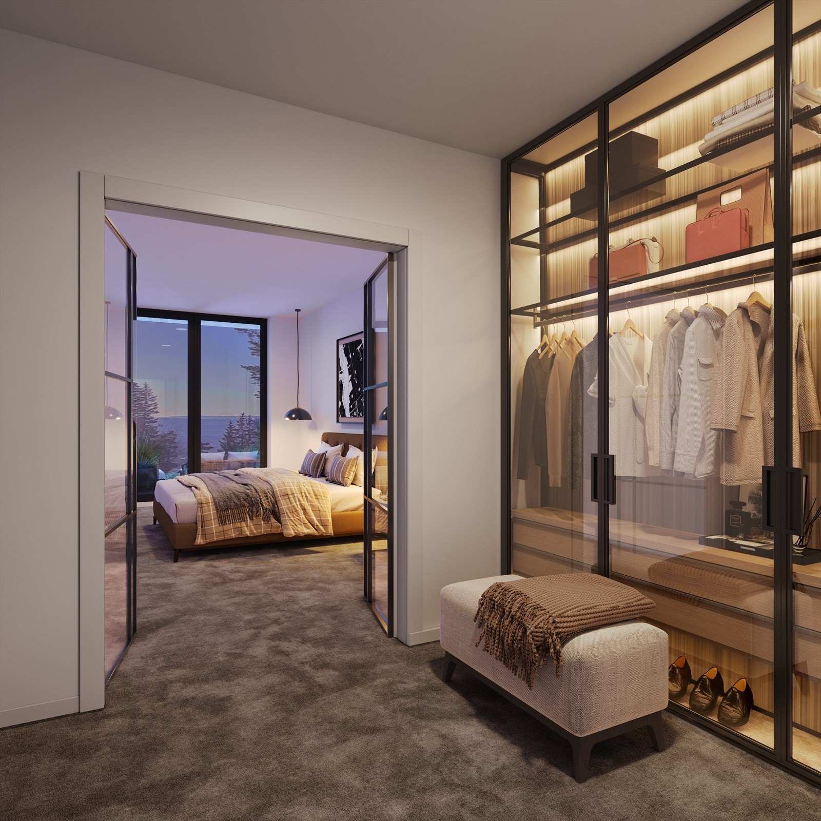 Mastersuite med bad og garderobe. Illustrasjonsfoto fra leilighet D. Galleribilde