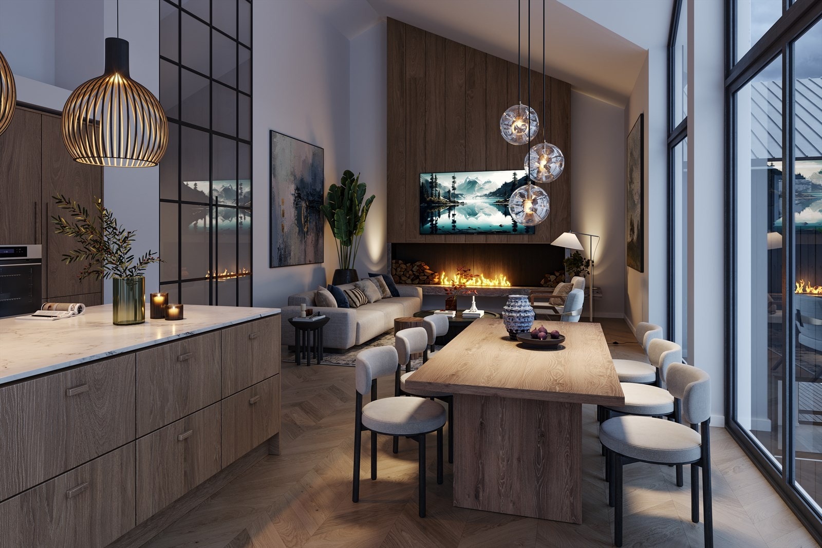 Kjøkken og spisestue. Illustrasjonsfoto fra leilighet C. Galleribilde