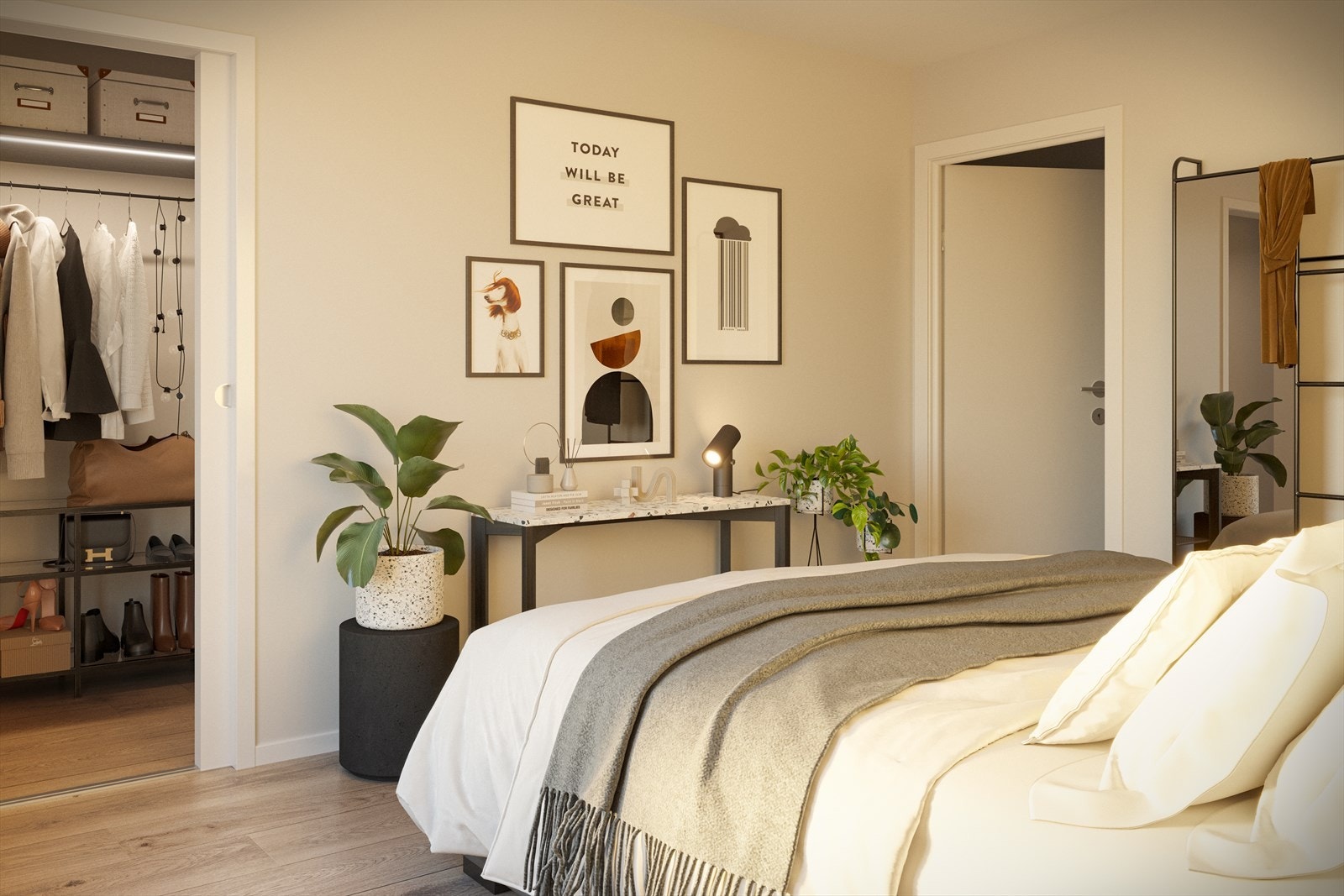 Soverommene er romslige og malt i lyse og moderne farger Galleribilde