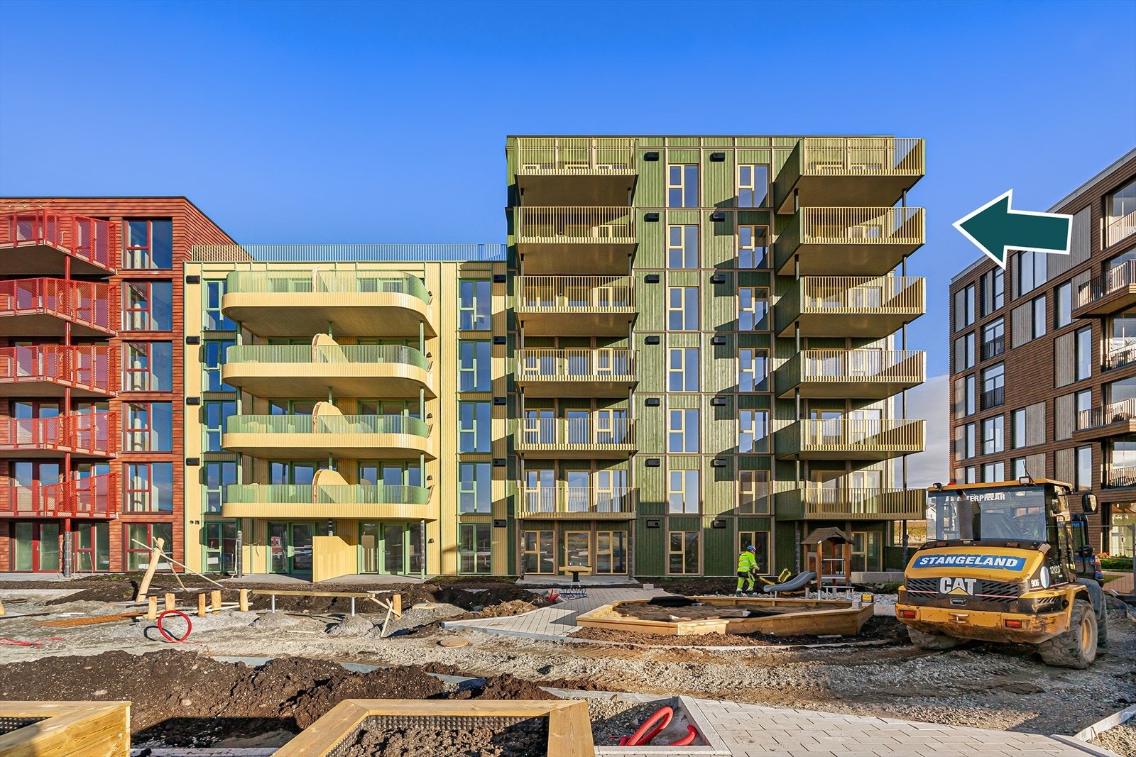 Leiligheten er fint plassert i enden av bygget. Galleribilde