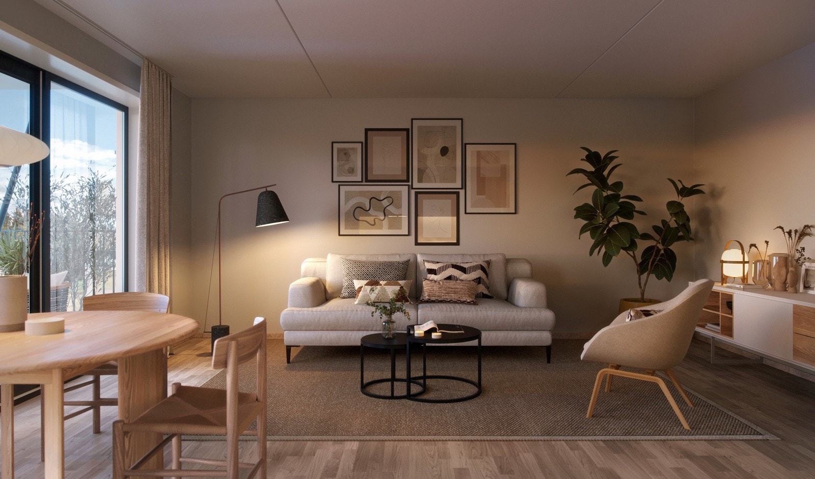 Stue (illustrasjon hentet fra hus B) Galleribilde