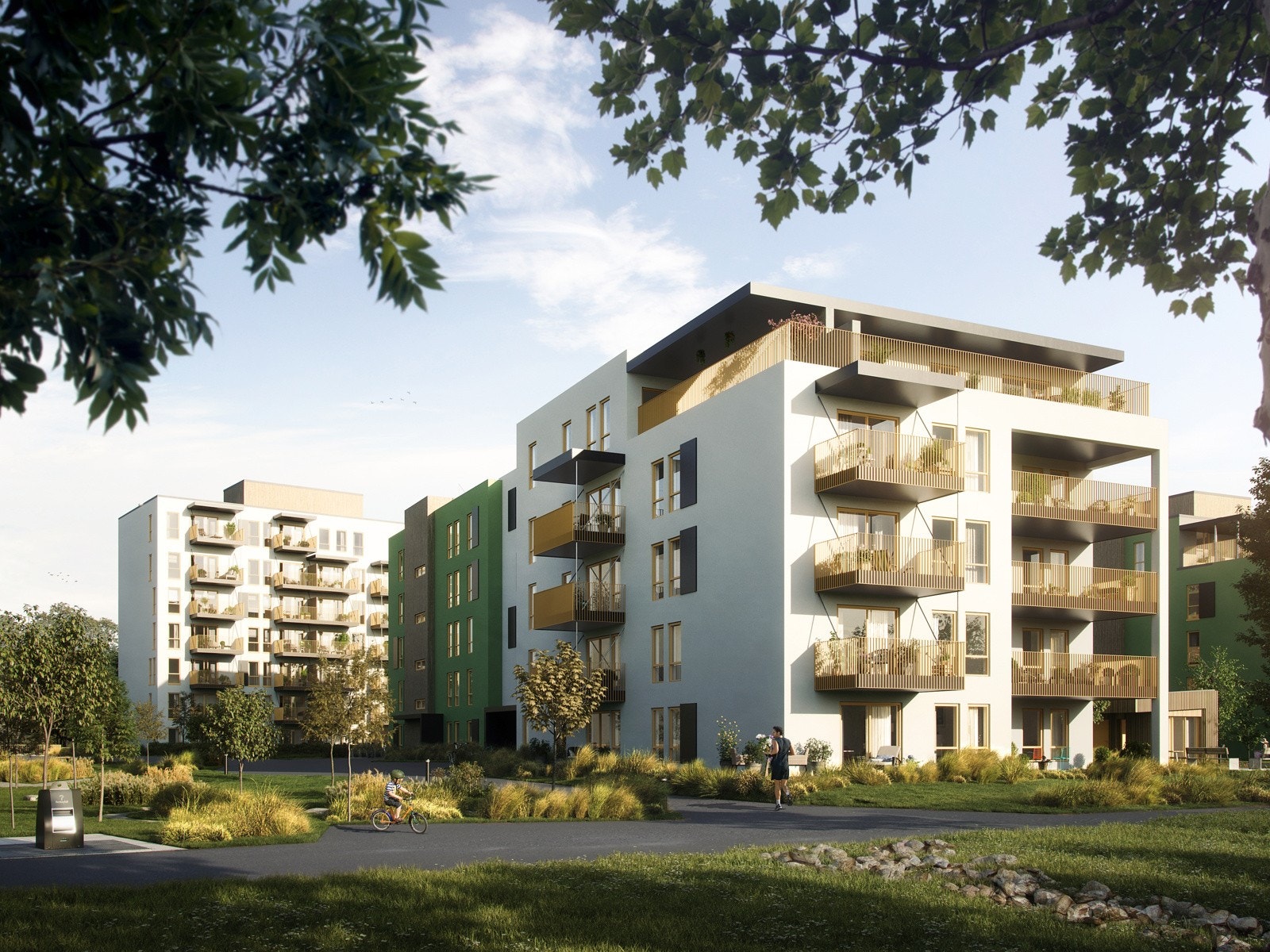 Bydelsparken med hus C og A i bakgrunnen Galleribilde