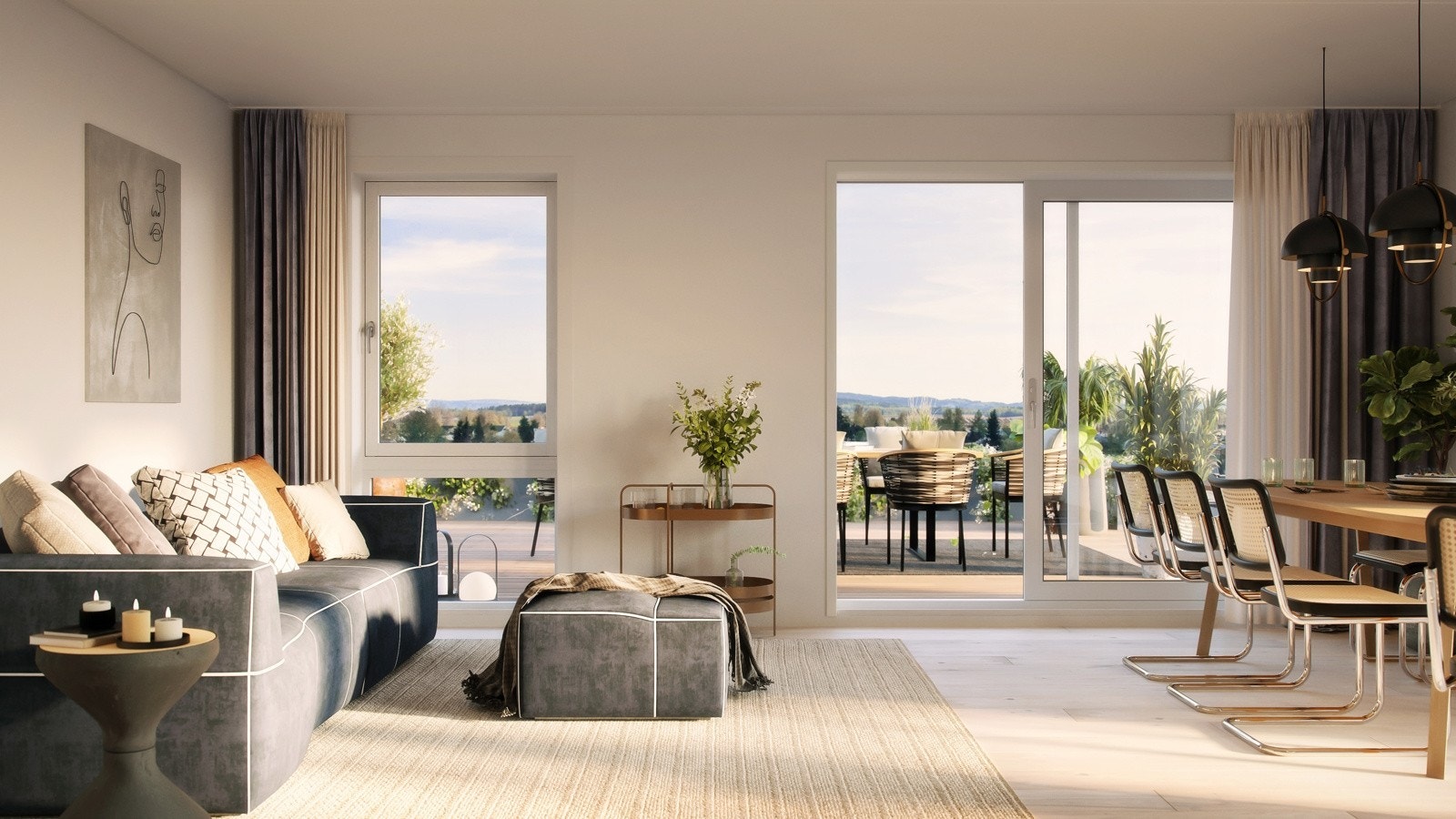 Stue (illustrasjon hentet fra leilighet i hus B) Galleribilde