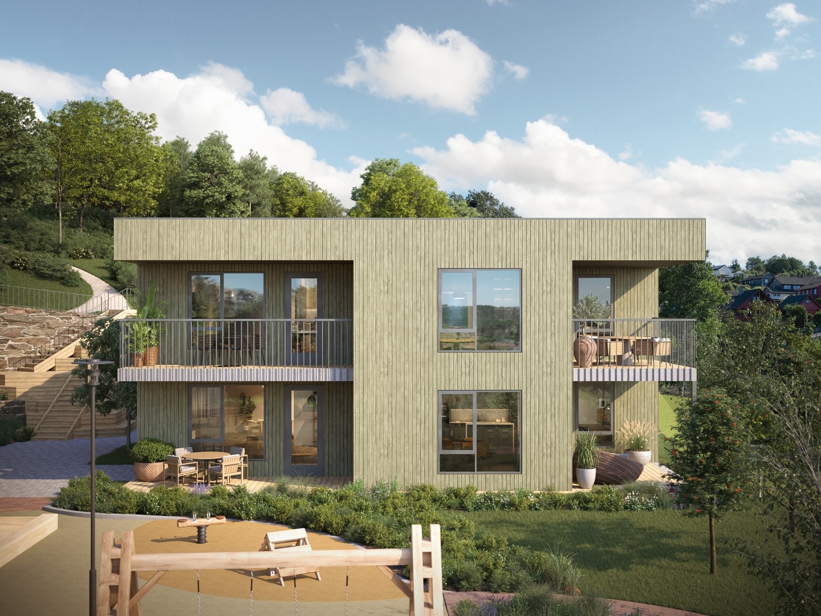 UTSOLGT Bygg K5 består kun av fire enheter, dersom du ønsker å bo i et mindre bygg. Galleribilde