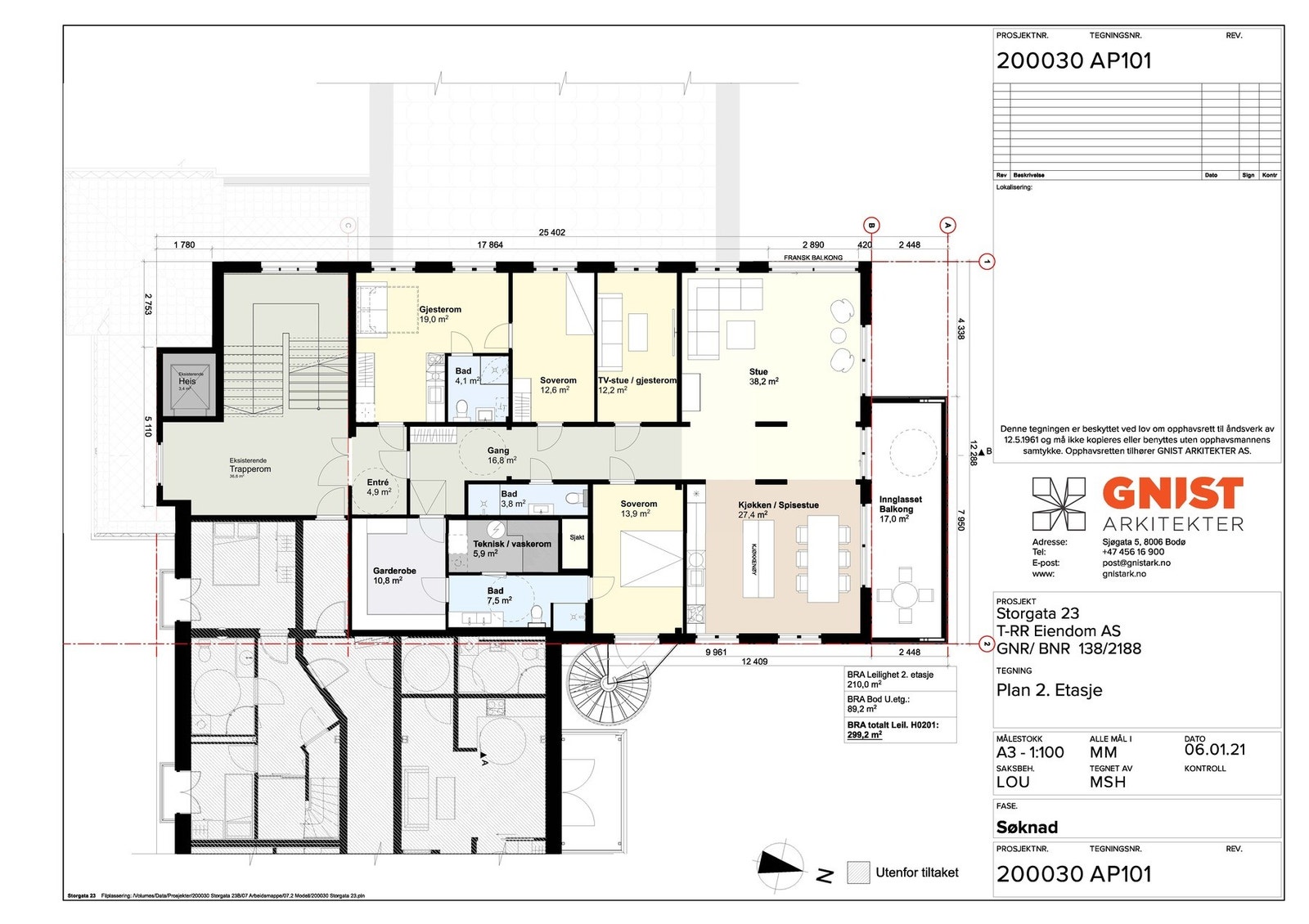 Leiligjet i 2. etasje på 210 kvm med 89,2 kvm bod Galleribilde