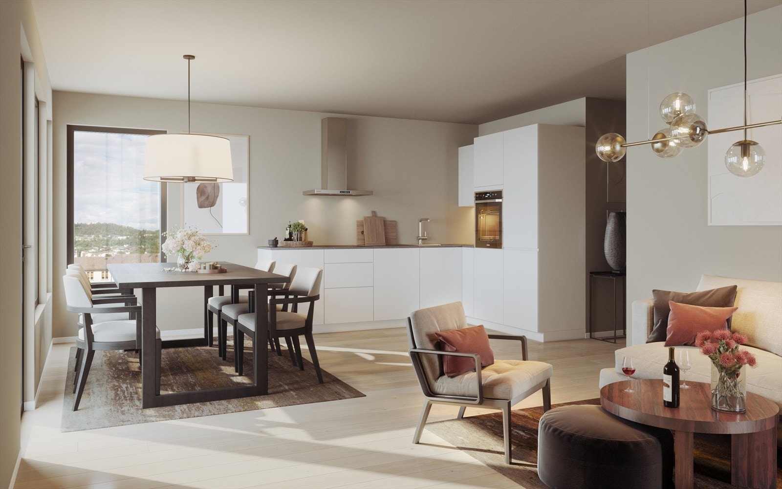 Kjøkken leveres av kvalitetsleverandør og har integrerte hvitevarer. Mulighet for en rekke tilvalg. Galleribilde