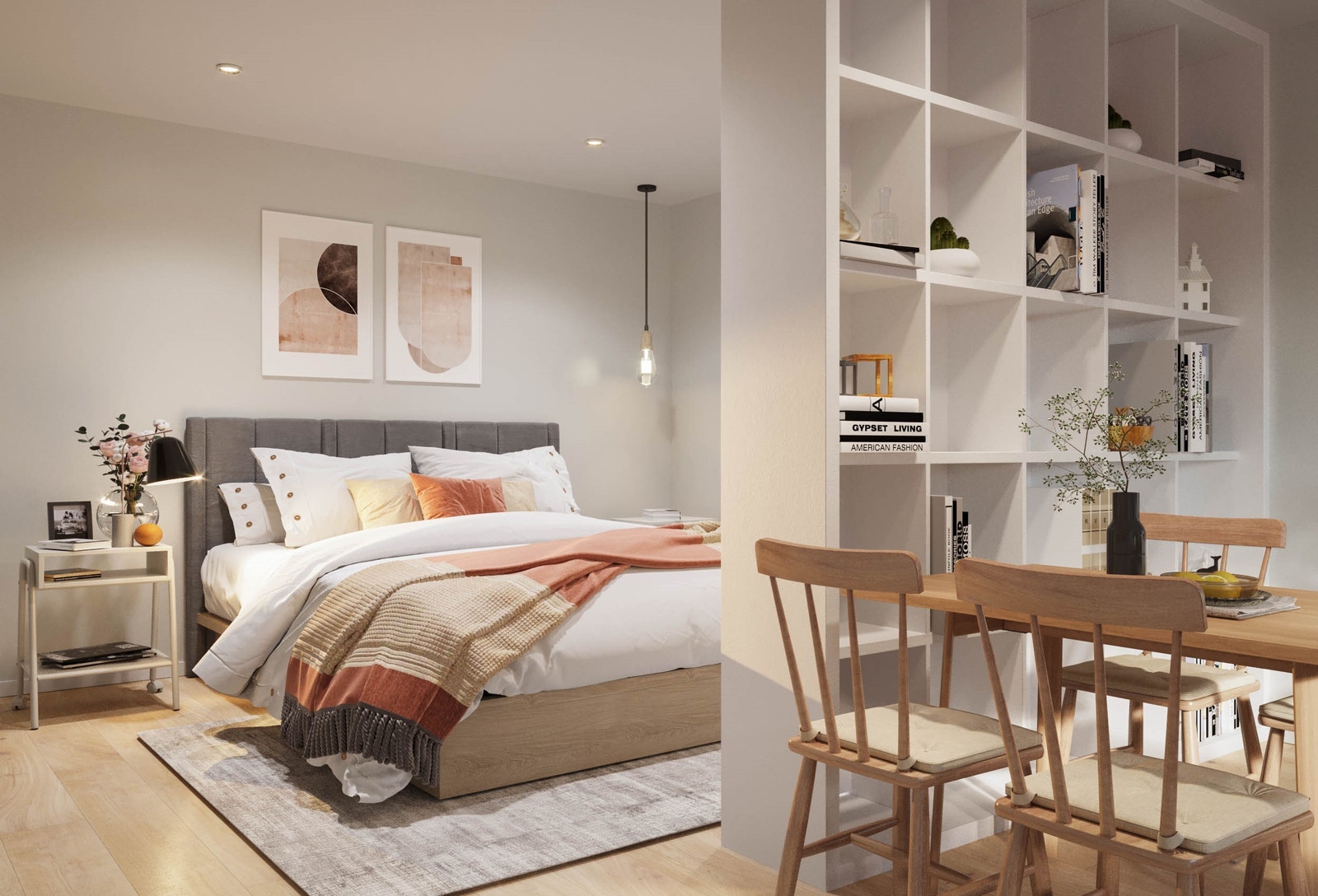 Rommene får samme laminatgulv som resten av boligen, og veggene males i valgte farger. Galleribilde