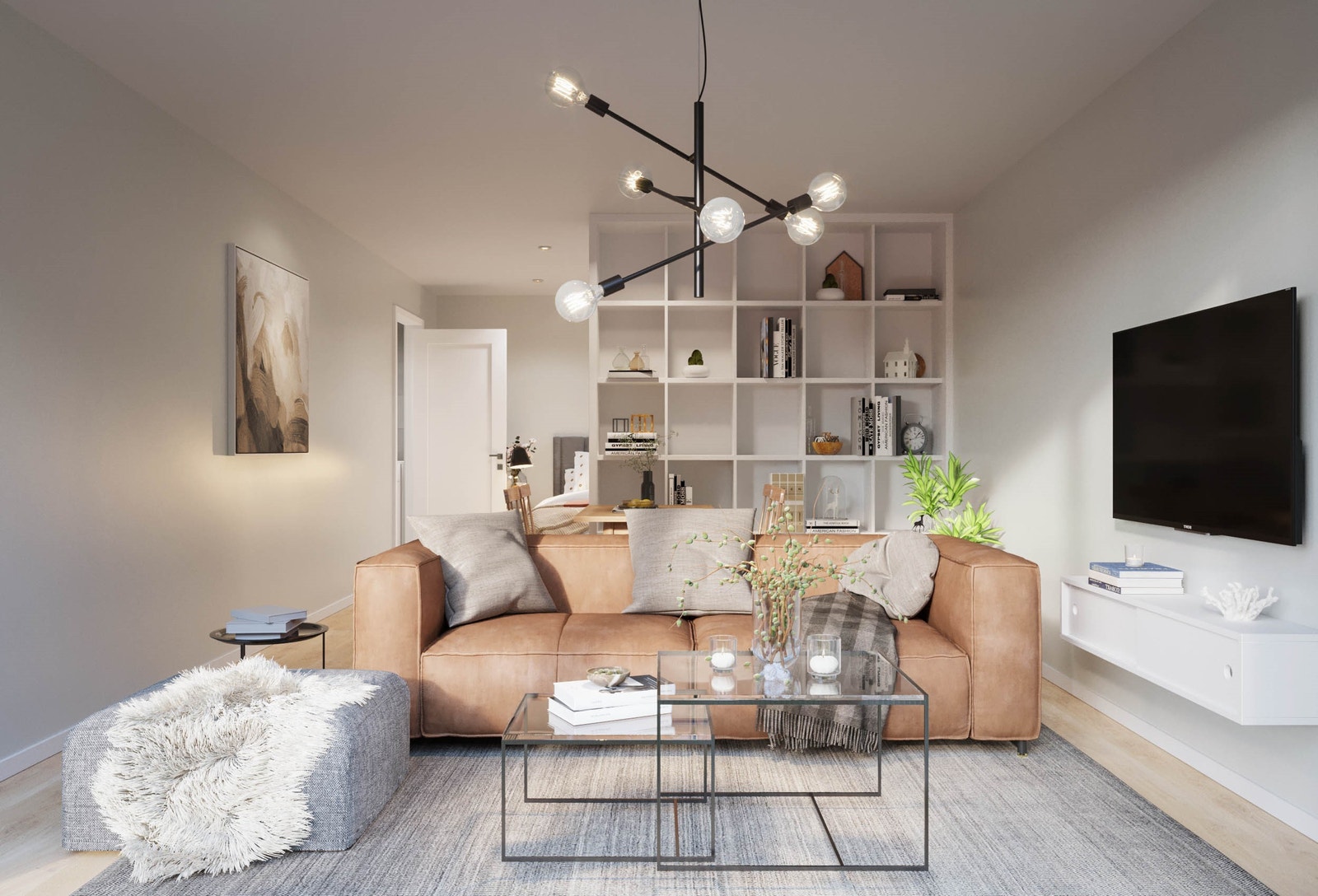 Midt i rommet monteres det en stemningsfull peisovn for ekstra varme og hygge. Galleribilde