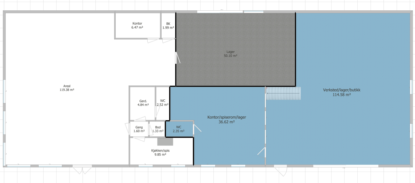 Planløsning - Ledig del er markert hvit Galleribilde
