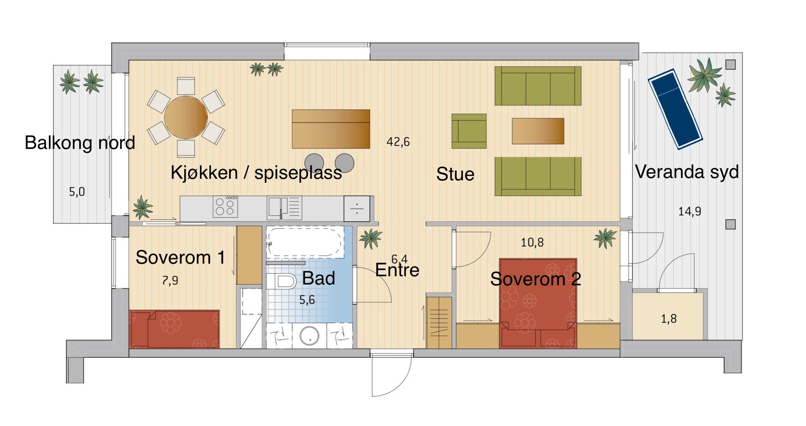 Skisse over leiligheten Galleribilde