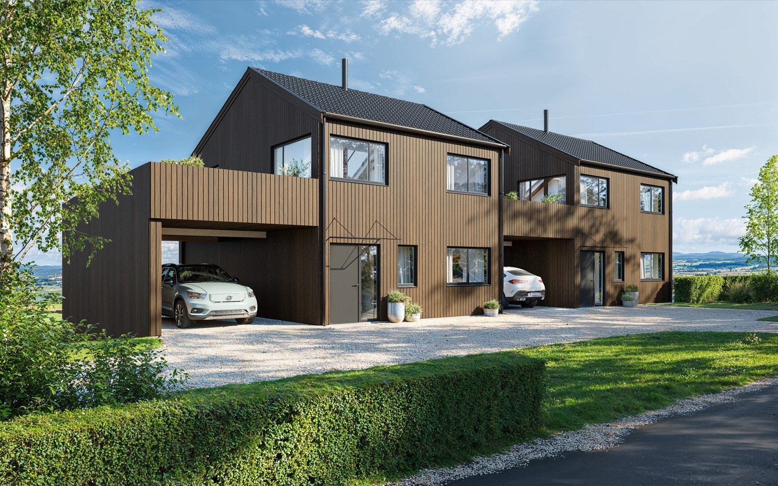 Fasade inngangsparti - 1 ledig bolig til venstre Galleribilde