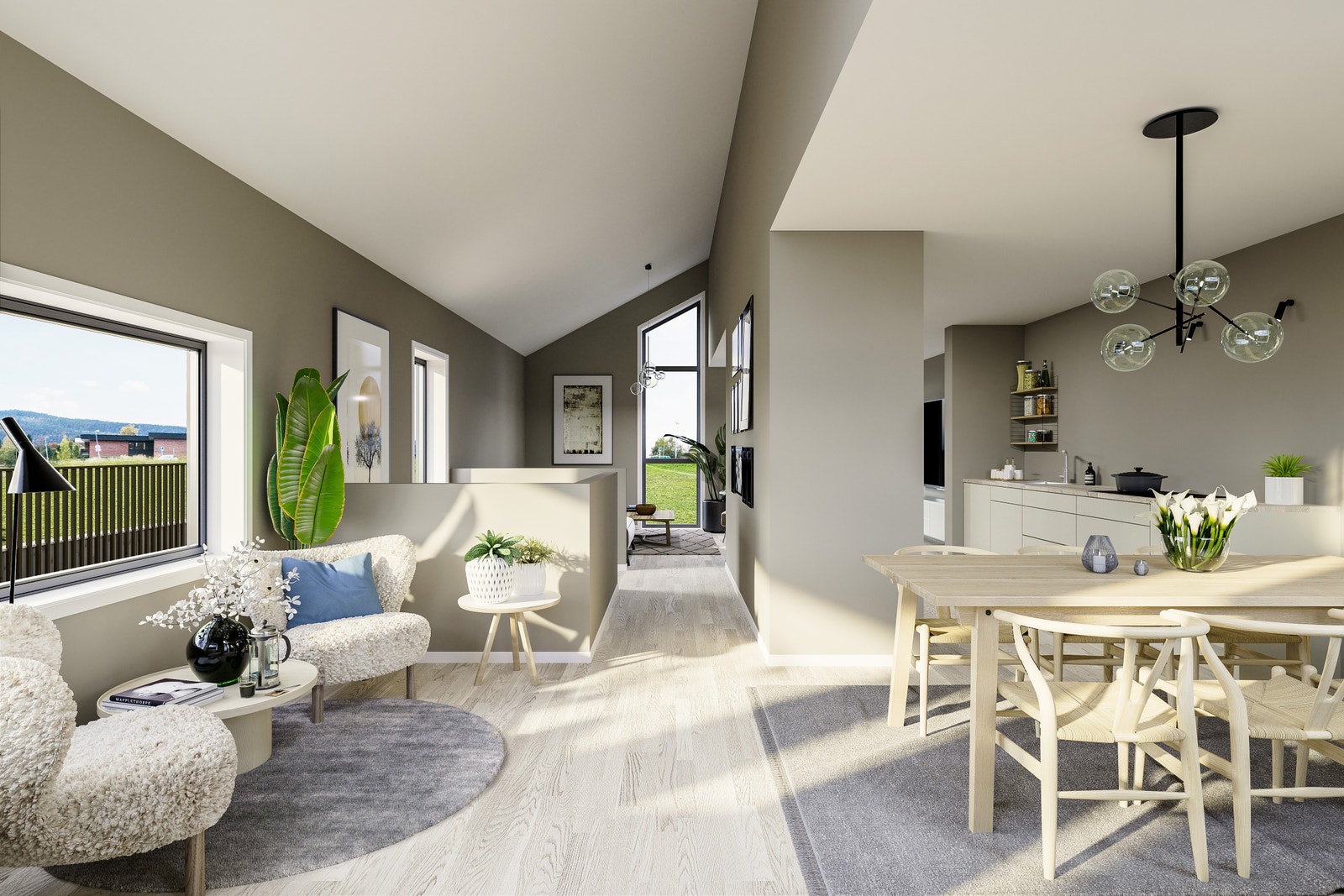 Illustrasjon Rekkehus A1, 2.etg (kan avvike): Oppgradert versjon: listefritt tak-vegg, glatt tak og forskjellig farge tak-vegg. Galleribilde