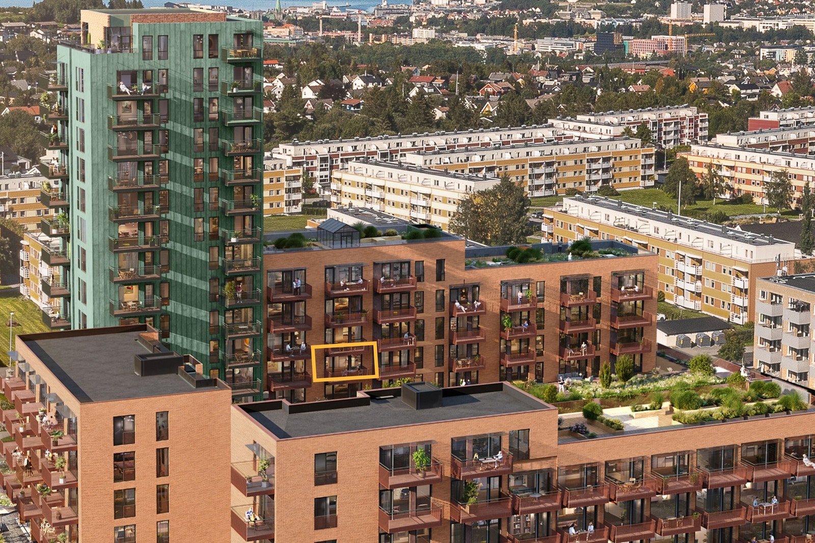 Leiligheten har en flott, sørvendt beliggenhet i bygget. Illustrasjon, avvik vil forekomme. Galleribilde