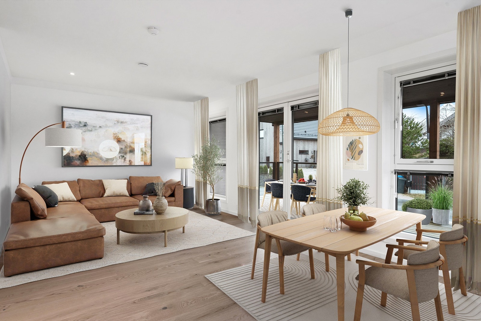 stue: illustrasjon fra leilighet i første byggetrinn Galleribilde